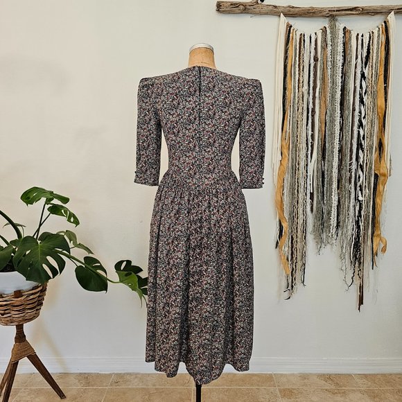 Vintage 80's Act 1 New York Lace Bib Floral Dress - Cottagecore - Picture 4 of 7